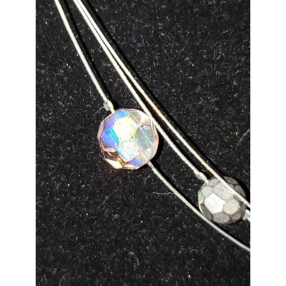 A Rhinestone Pendant Floating Necklace Beaded Fairy Core Minimalist - Picture 5 of 12